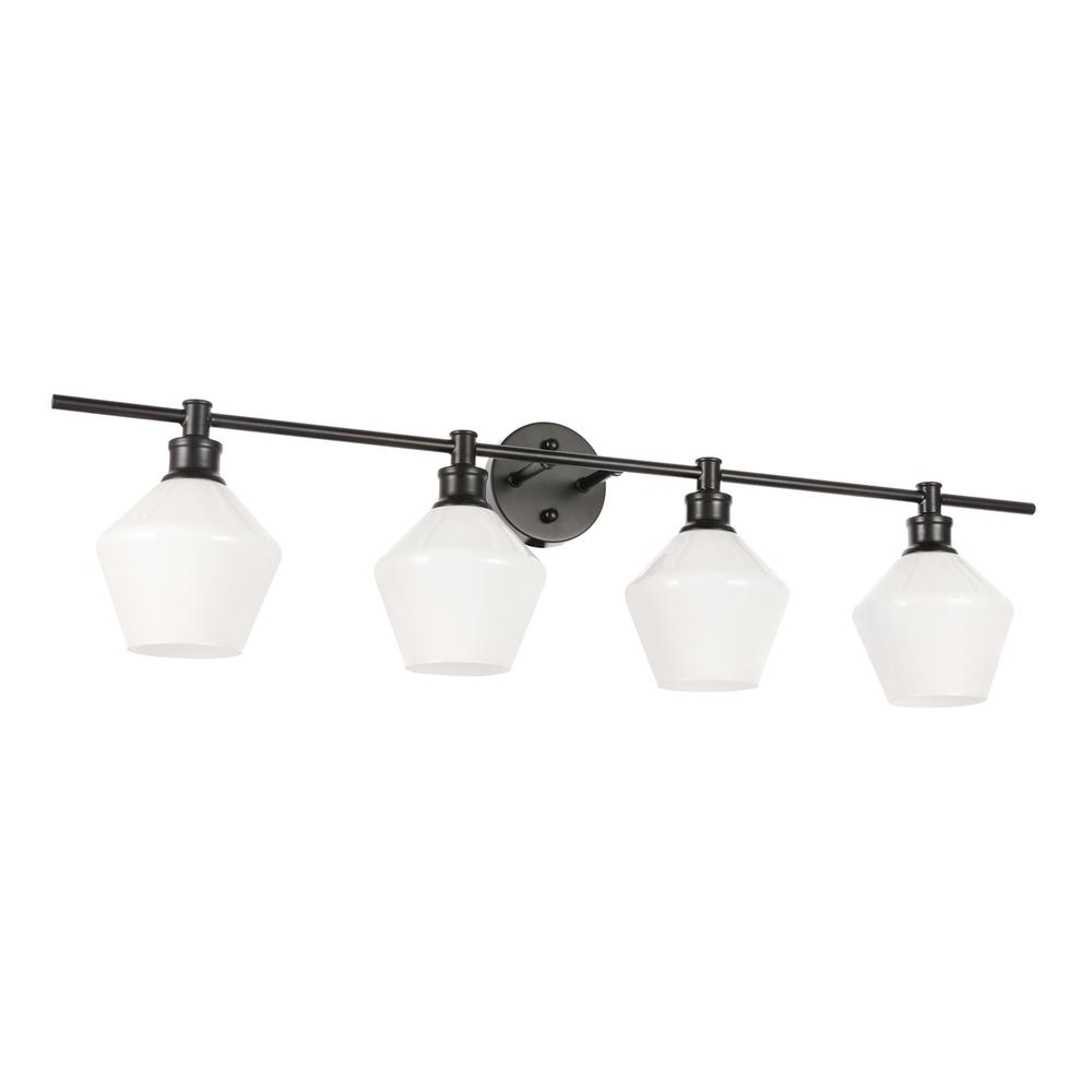 Gene 4 light Black and Frosted white glass Wall sconce. Picture 12