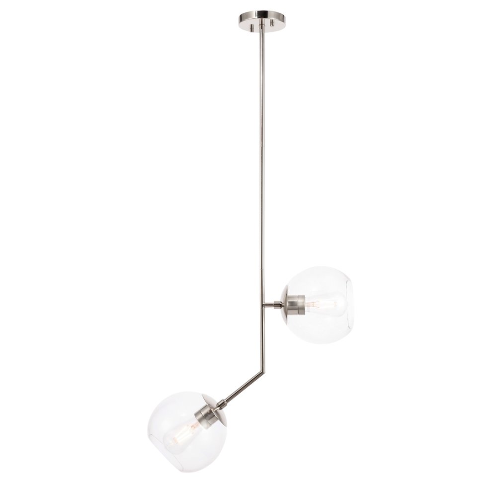 Ryland 2 Light Chrome And Clear Glass Pendant. Picture 3
