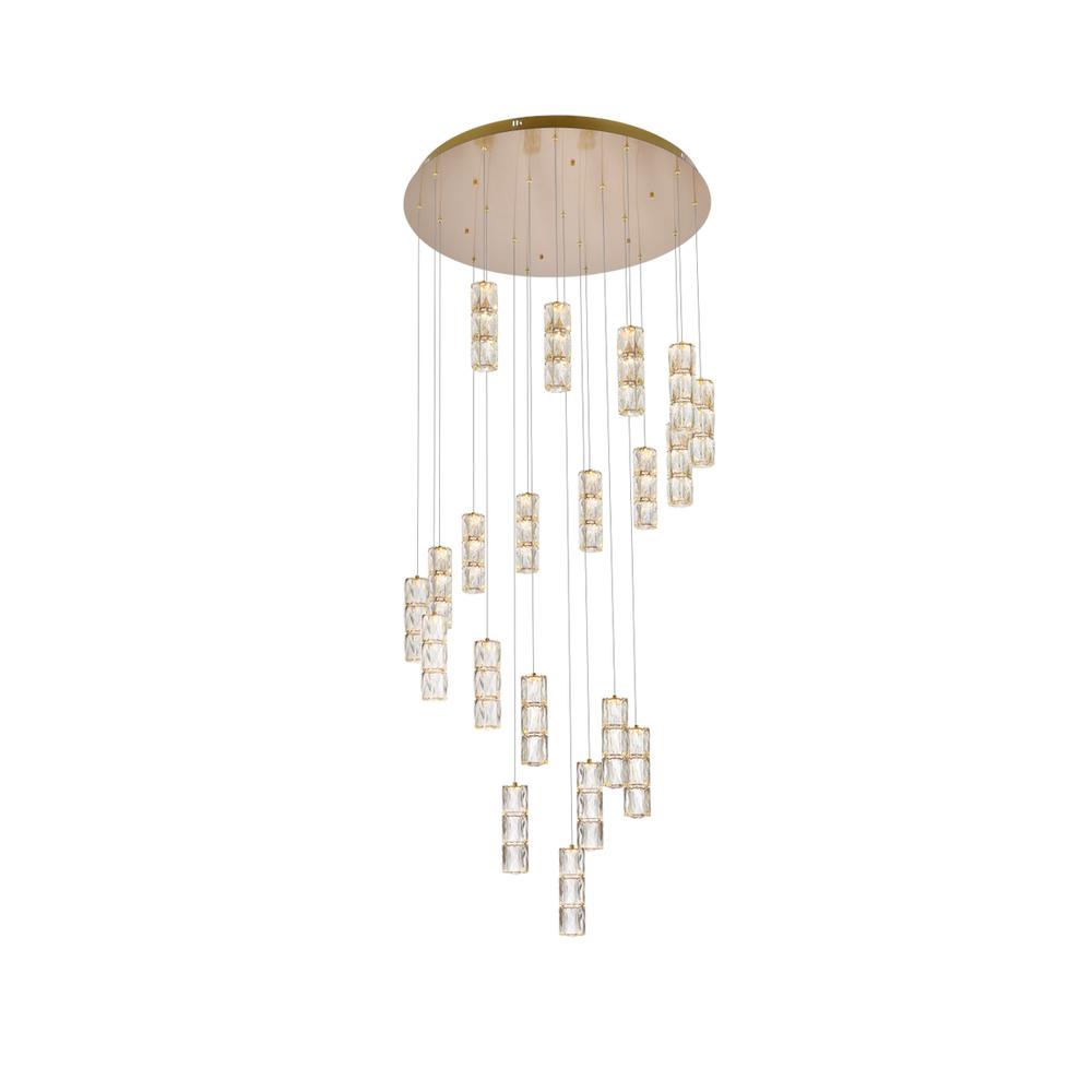 Polaris 38 inch LED chandelier in gold. Picture 1