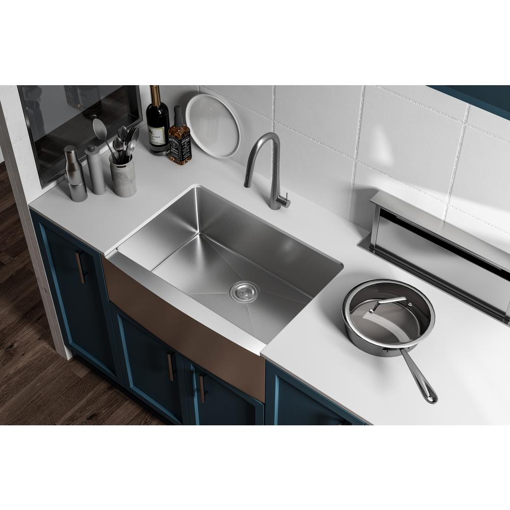 Stainless Steel farmhouse kitchen sink L30'' x W21'' x H10". Picture 4