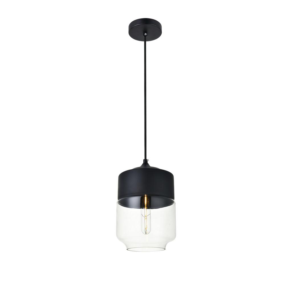 Ashwell 1 Light Black Pendant With Clear Glass. Picture 2