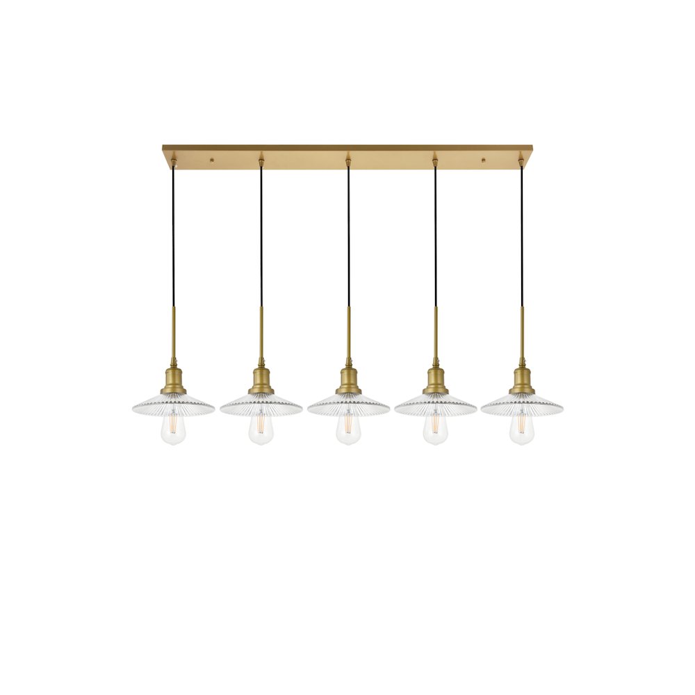 Waltz 5 Light Brass Pendant. Picture 3