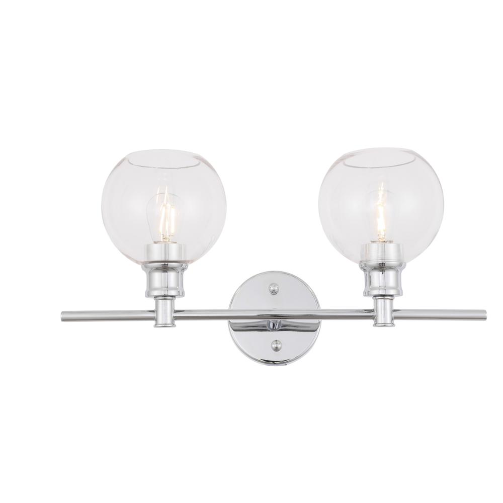 Collier 2 light Chrome and Clear glass Wall sconce. Picture 1