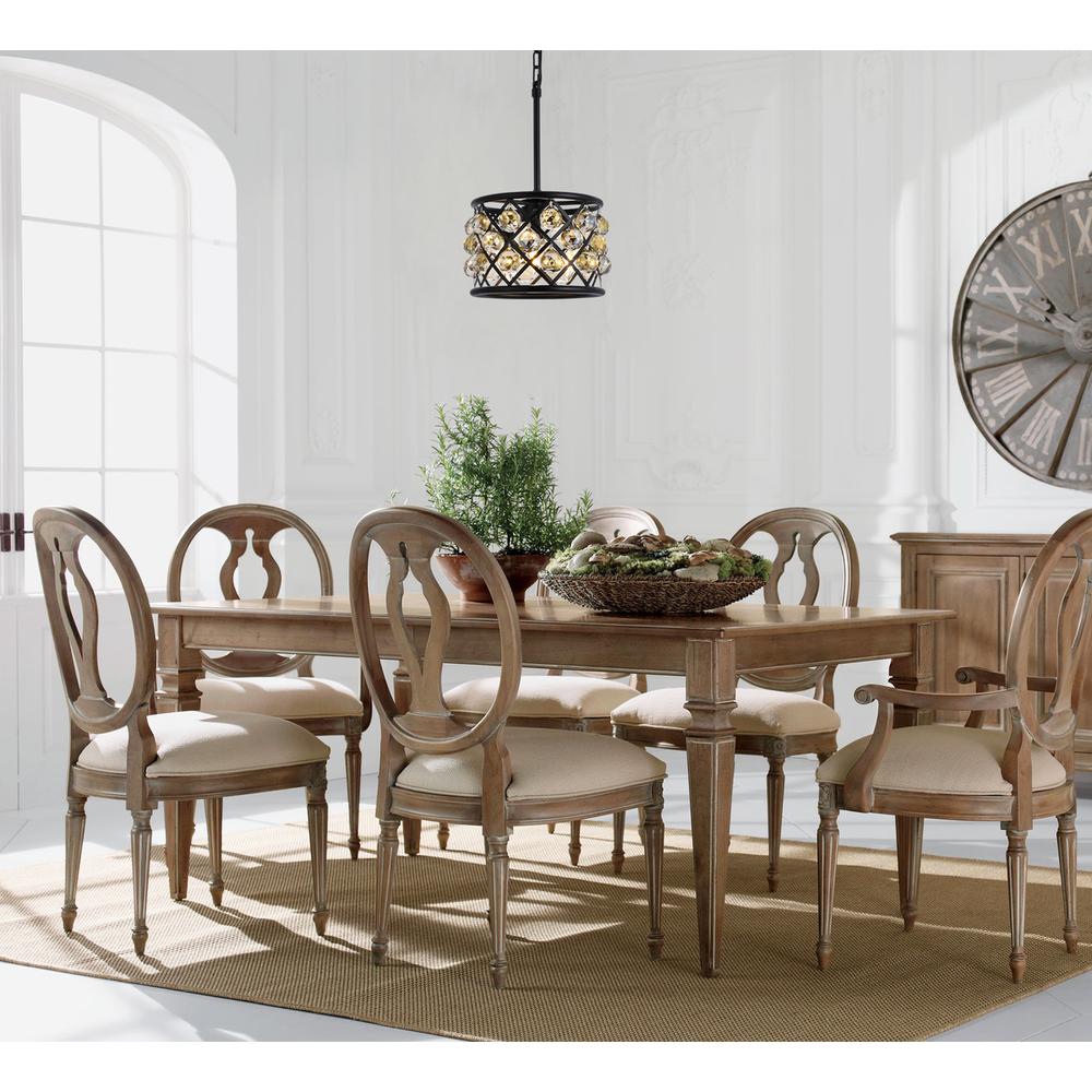 Madison 3 light Matte Black Pendant Golden Teak (Smoky) Royal Cut Crystal. Picture 7
