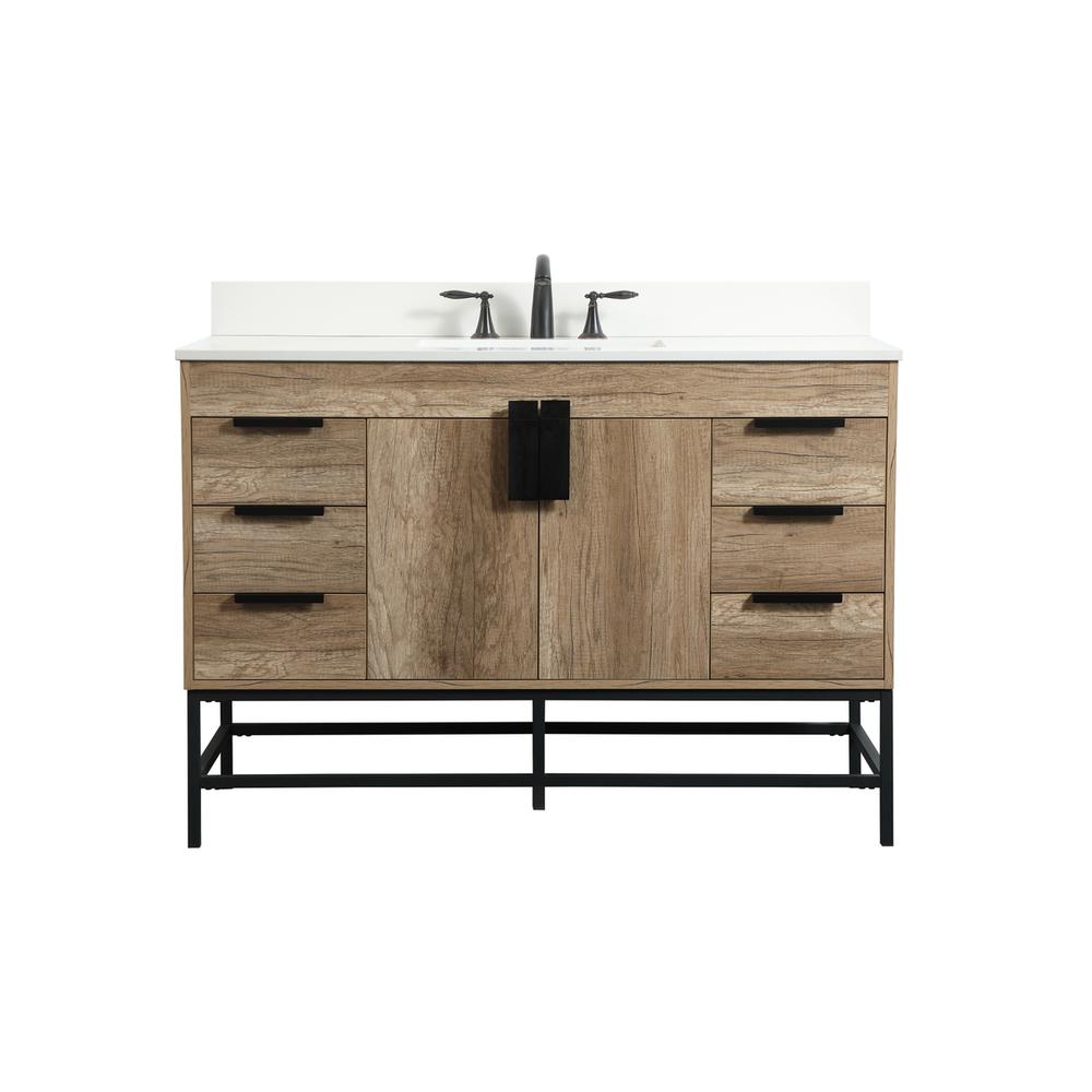 48 inch Single bathroom vanity in natural oak with backsplash. Picture 1