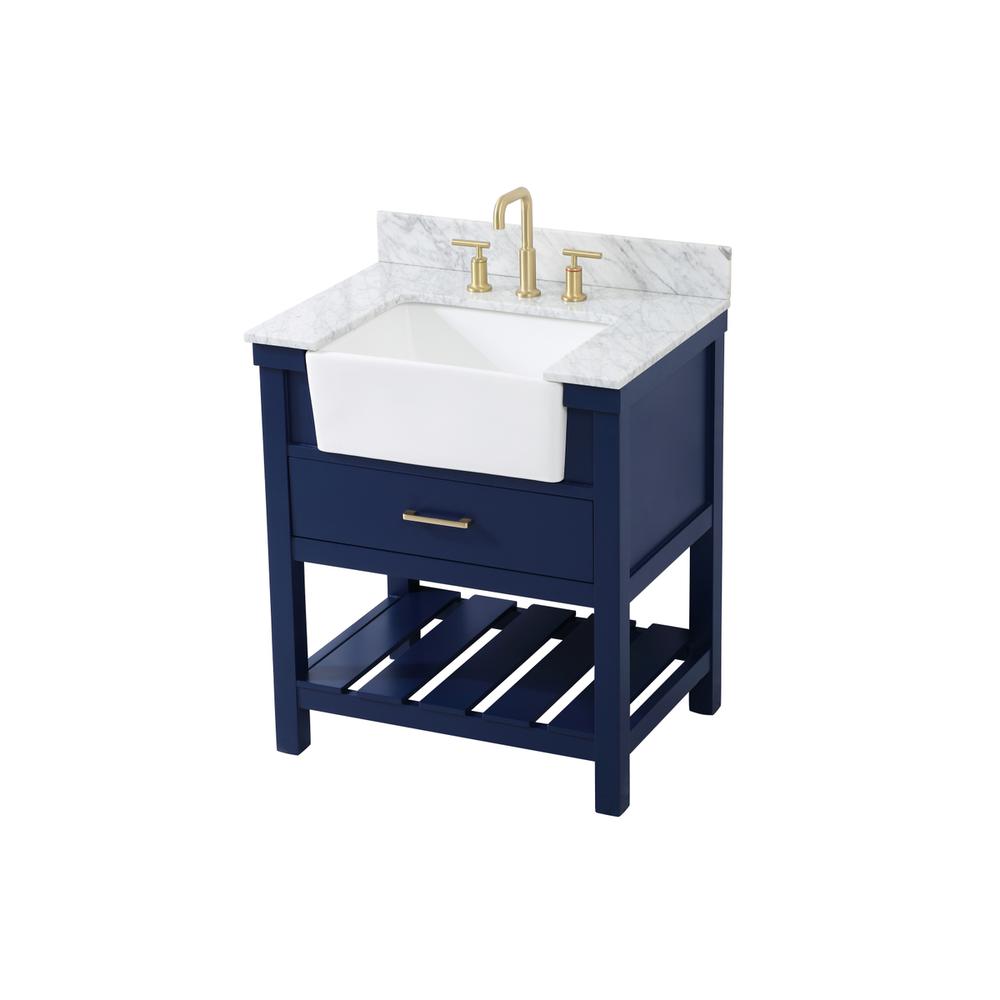 30 inch Single bathroom vanity in blue with backsplash. Picture 8