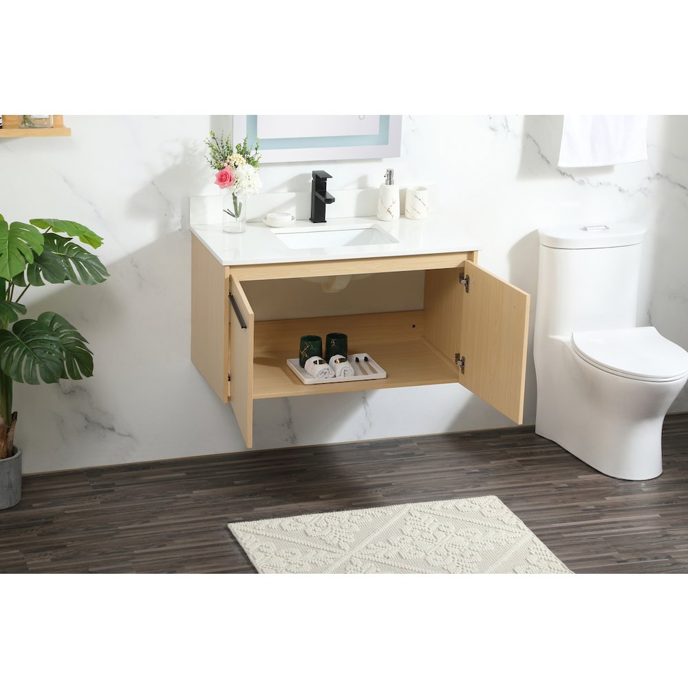 36 Inch Single Bathroom Vanity In Maple With Backsplash. Picture 4