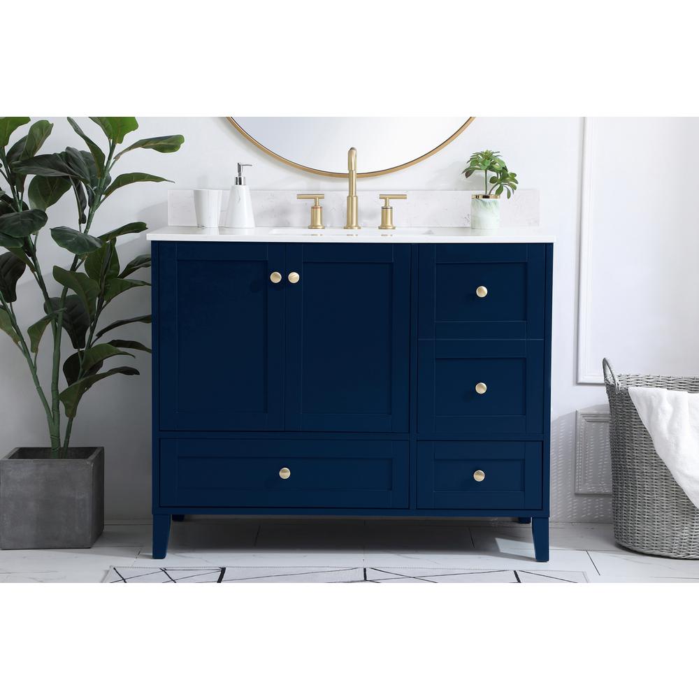 42 inch Single Bathroom Vanity in Blue with Backsplash. Picture 14