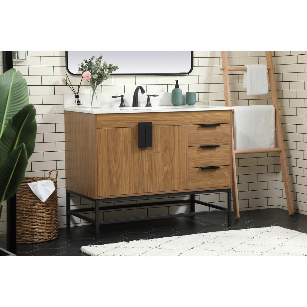 42 inch Single bathroom vanity in walnut brown with backsplash. Picture 2