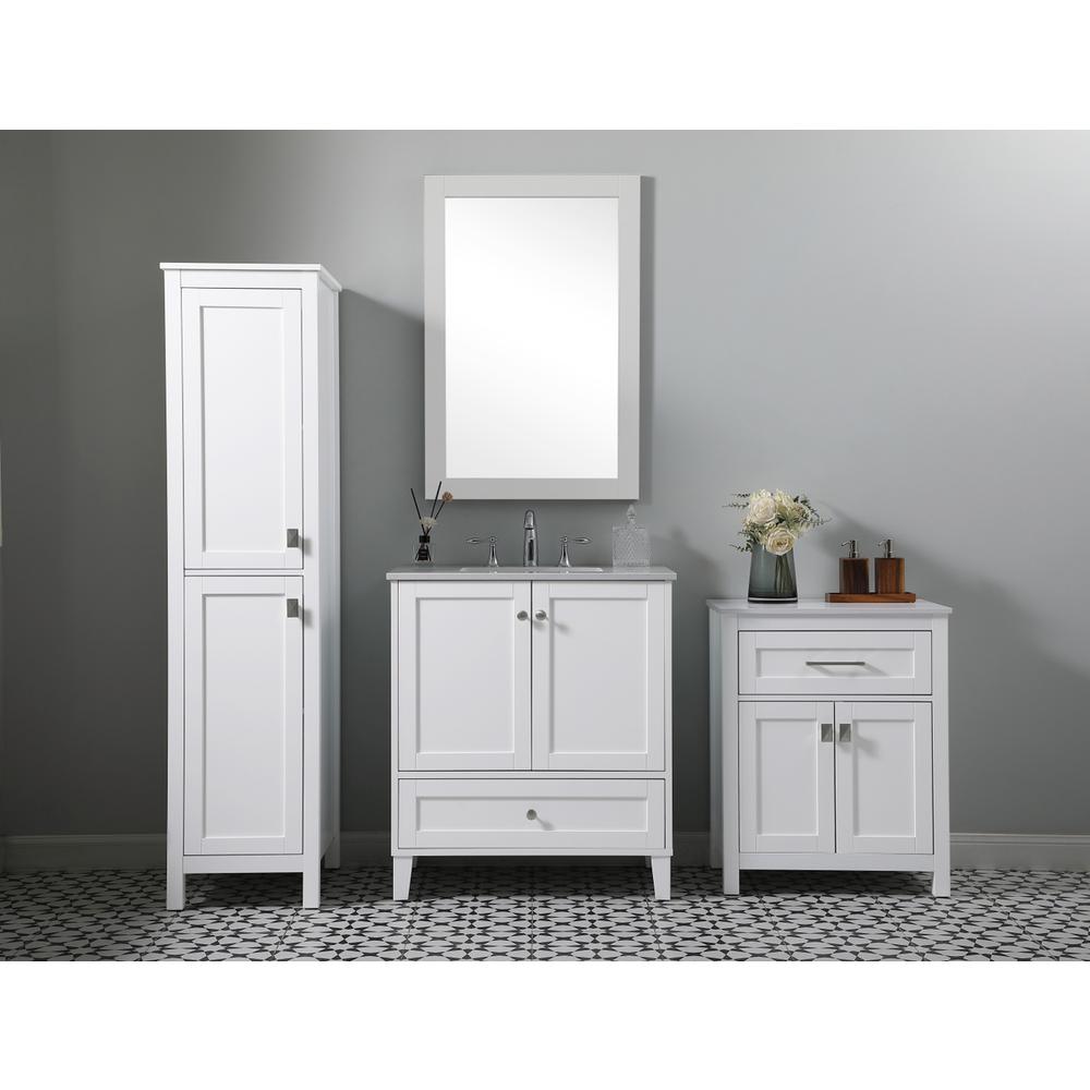 16 Inch Wide Bathroom Linen Storage Freestanding Cabinet In White. Picture 10