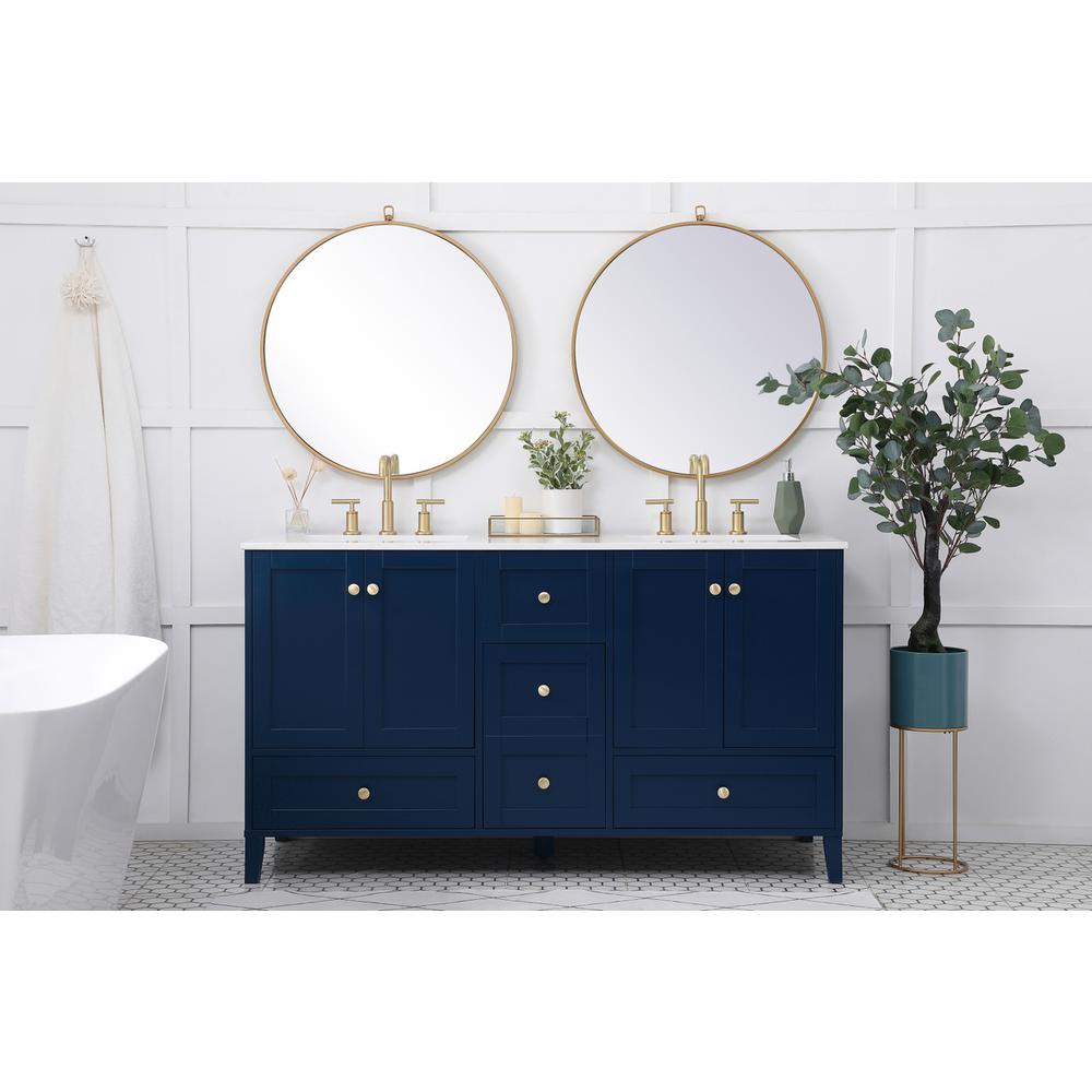 60 inch Double Bathroom Vanity in Blue. Picture 4