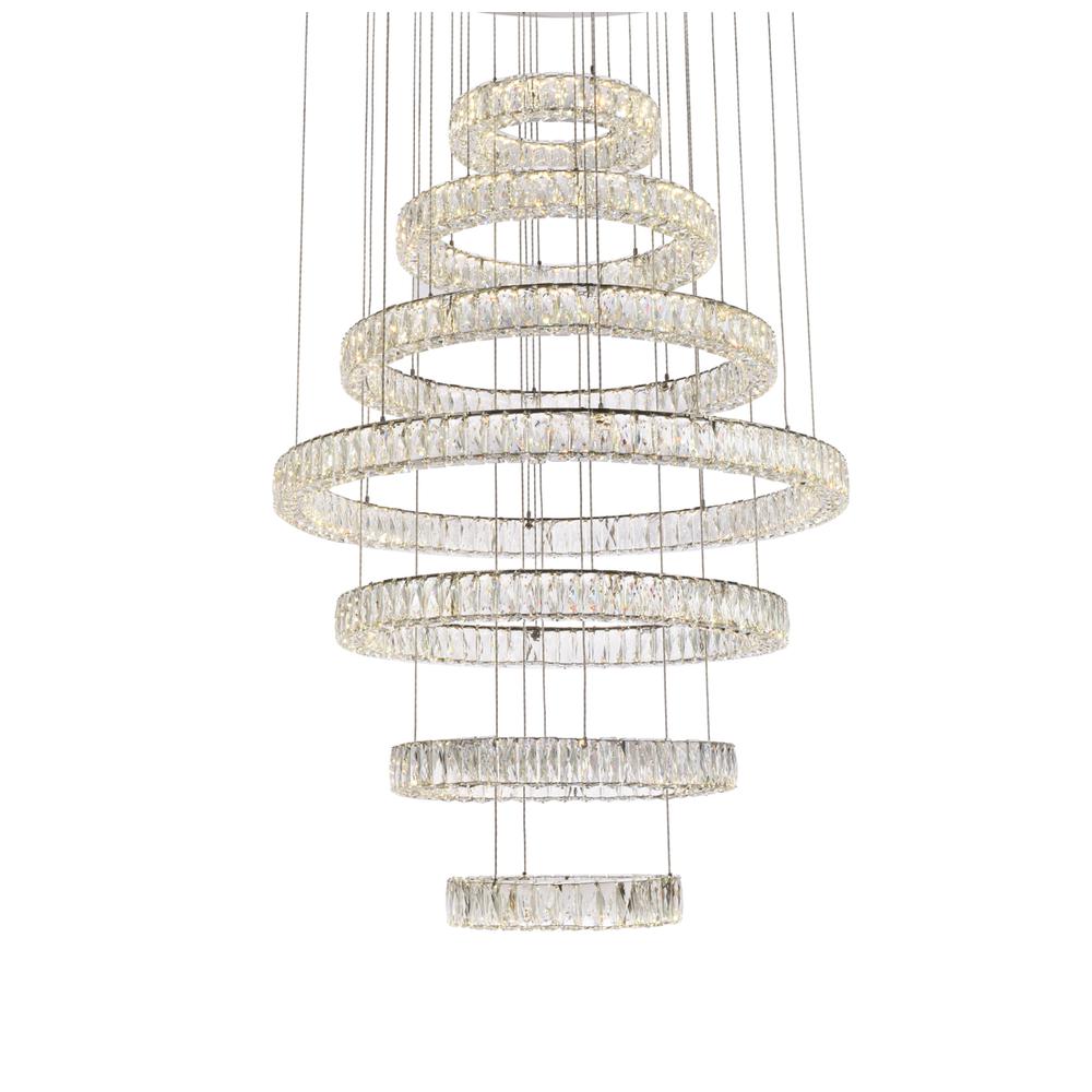 Monroe 40 inch LED seven ring chandelier in chrome. Picture 2