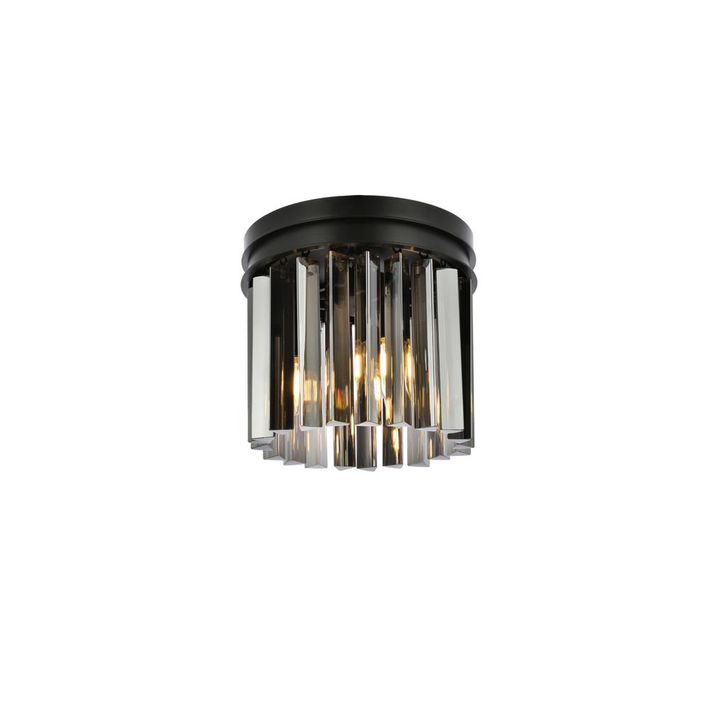 Sydney 3 light Matte Black Flush Mount Silver Shade (Grey) Royal Cut Crystal. Picture 1
