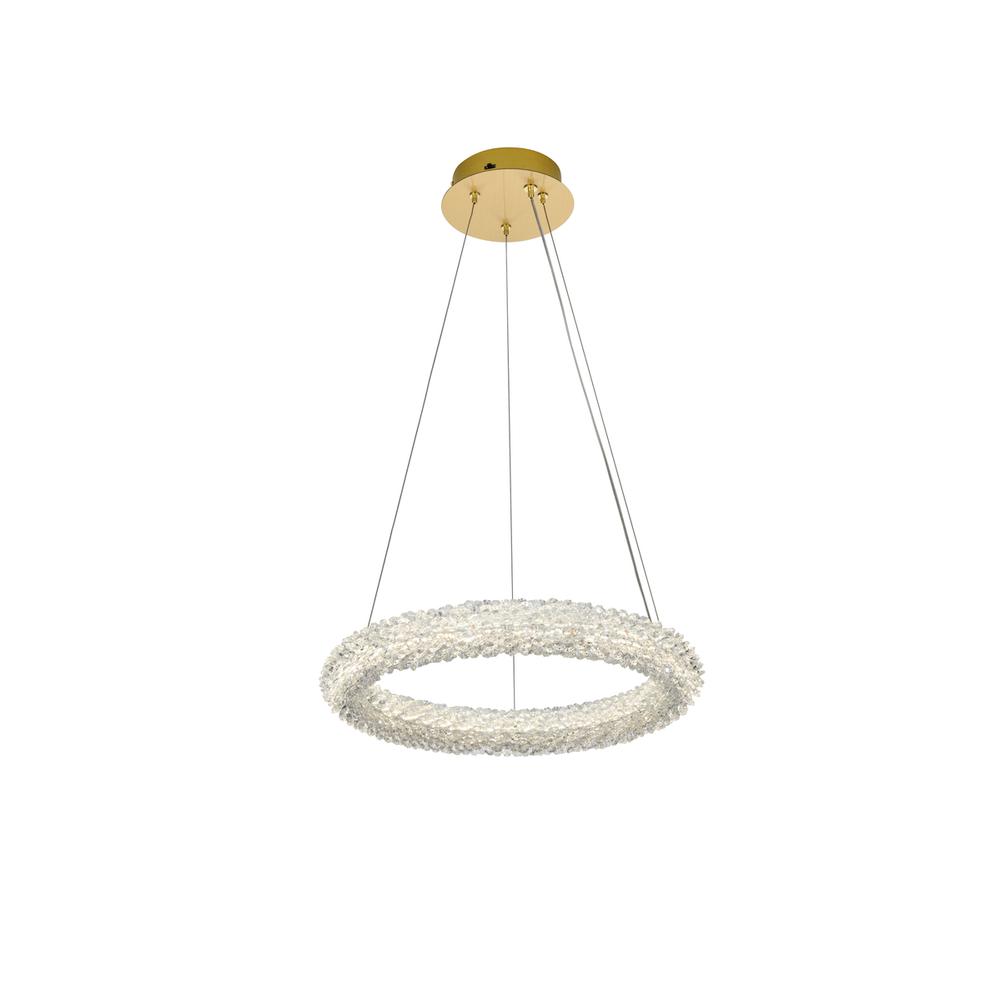 Bowen 18 inch Adjustable LED Chandelier in Satin Gold. Picture 2