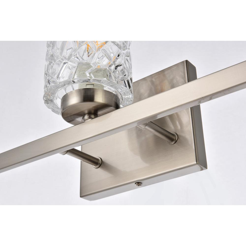 Cassie 3 lights bath sconce in satin nickel with clear shade. Picture 3