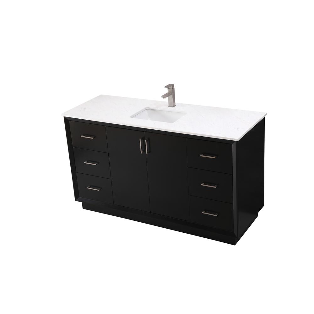 60 Inch SIngle Bathroom Vanity In Black. Picture 8
