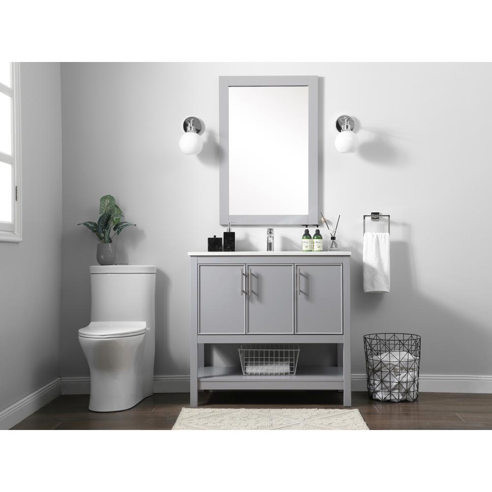 36 Inch SIngle Bathroom Vanity In Grey. Picture 4