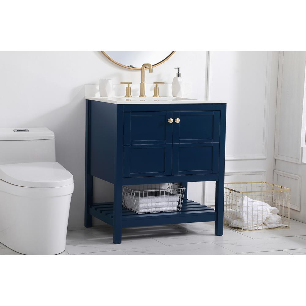 30 inch Single Bathroom Vanity in Blue with Backsplash. Picture 2