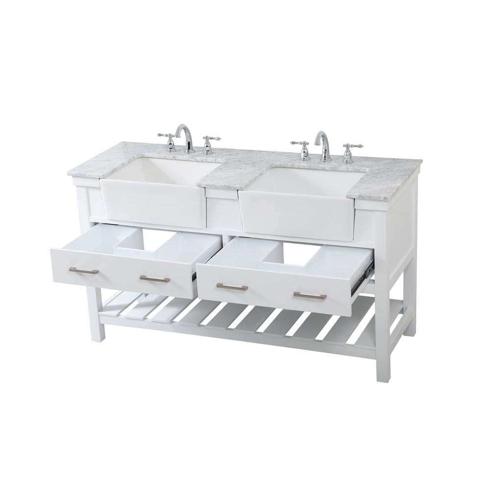 60 inch double bathroom vanity in white. Picture 9