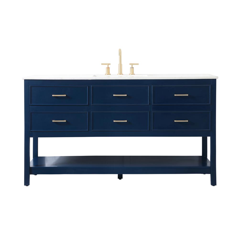 60 inch Single bathroom vanity in blue. Picture 1