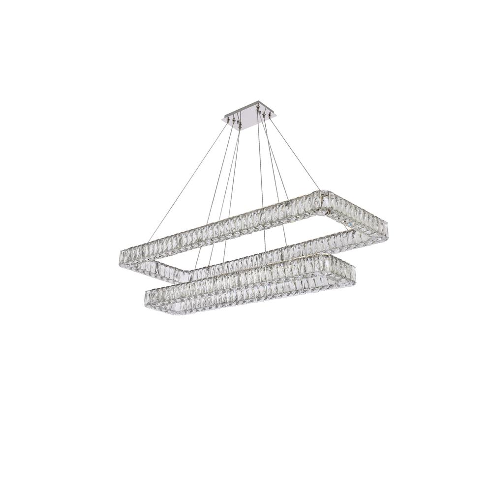Monroe 50 inch LED double rectangle pendant in chrome. Picture 6