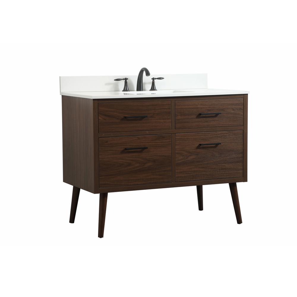 42 inch Single bathroom vanity in walnut with backsplash. Picture 7