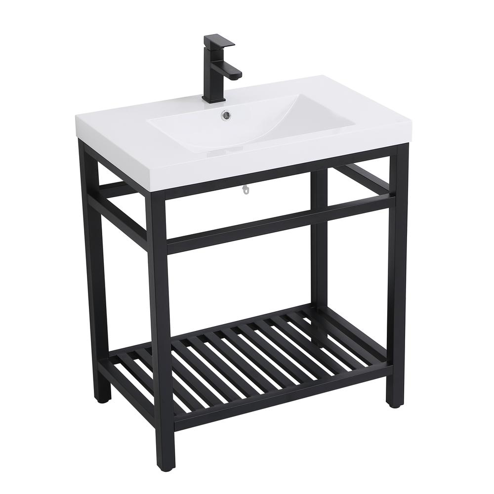 30 inch Single Bathroom Metal Vanity in Black. Picture 7