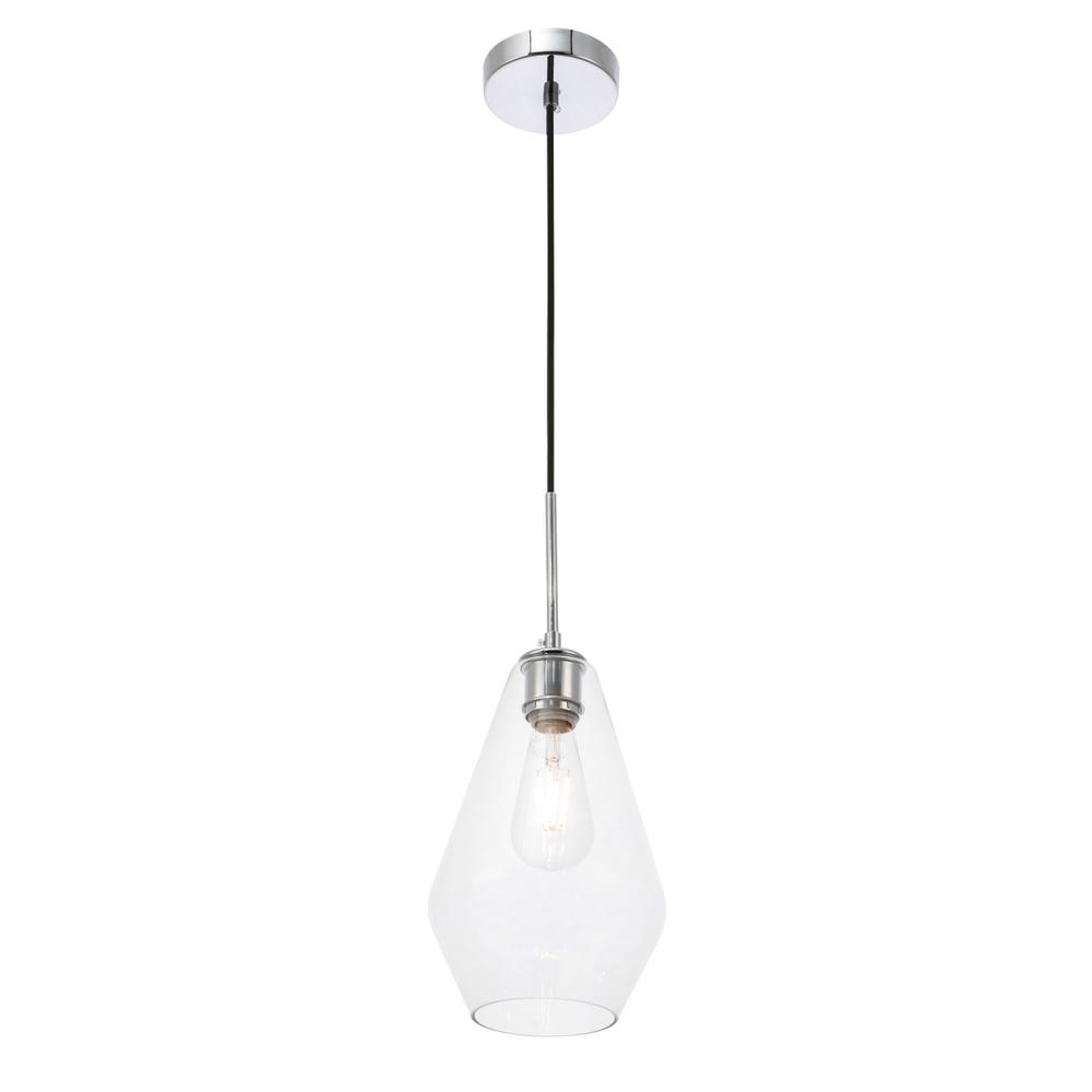 Gene 1 light Chrome and Clear glass pendant. Picture 7
