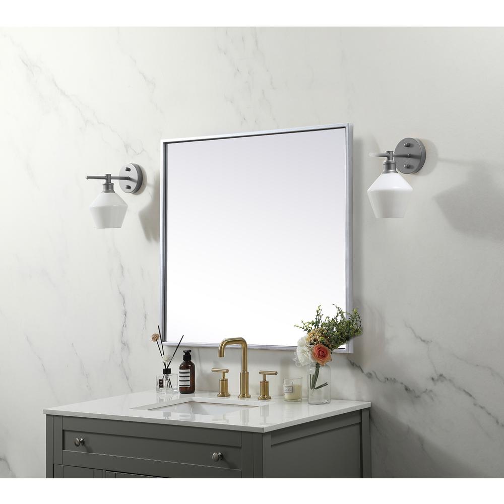 Metal Frame Square Mirror 24 inch in Silver. Picture 2