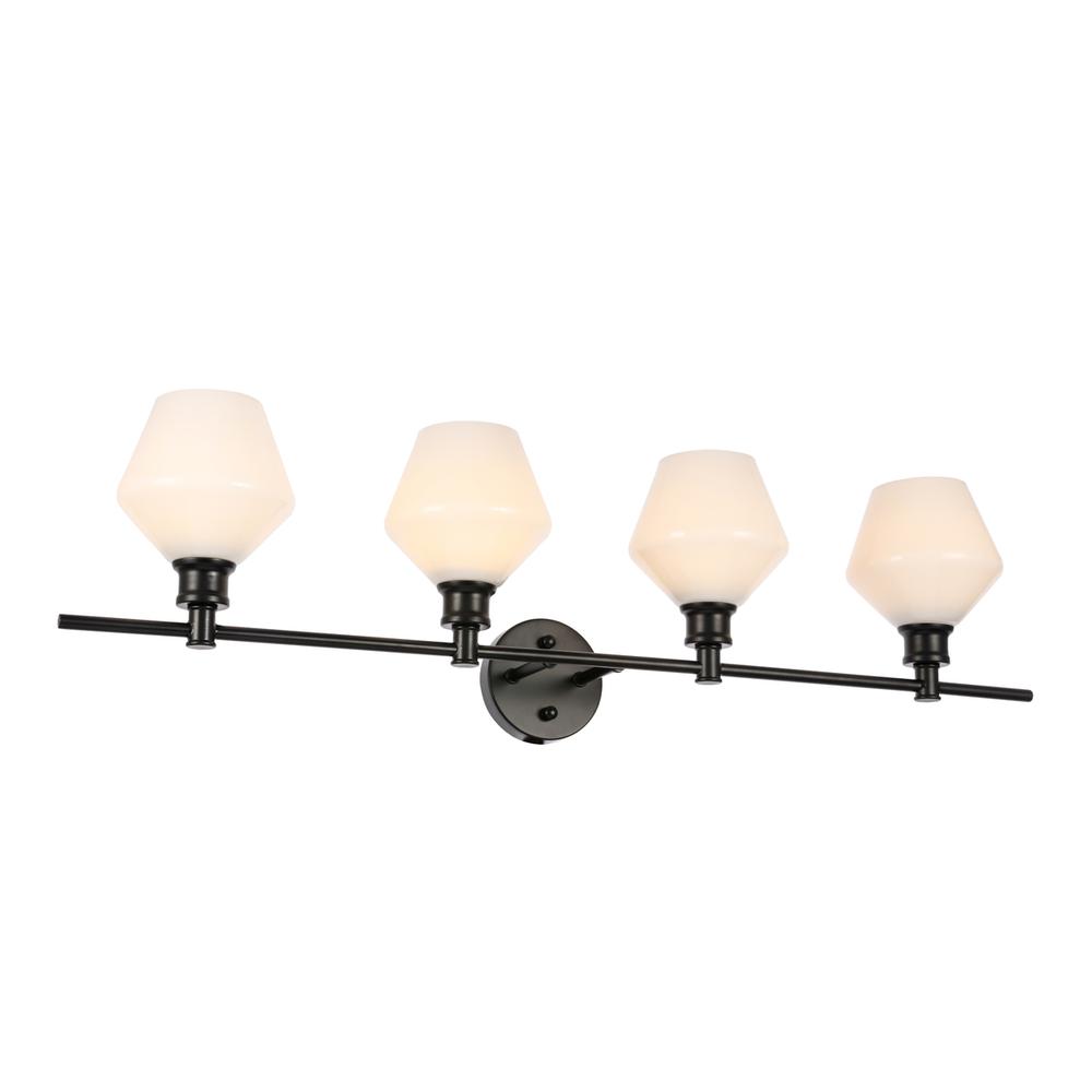 Gene 4 light Black and Frosted white glass Wall sconce. Picture 3