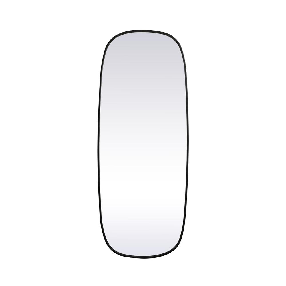 Metal Frame Oval Mirror 24x60 Inch in Black. Picture 1