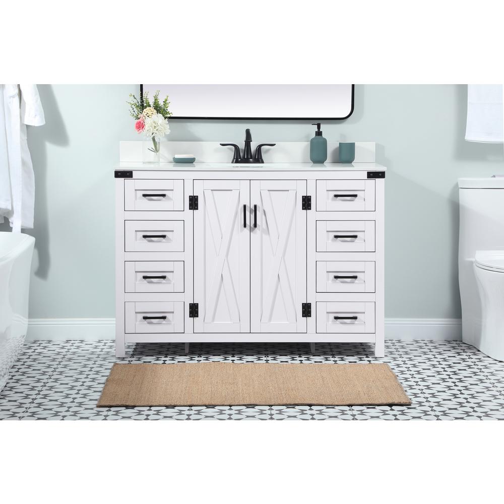 48 inch Single bathroom vanity in white with backsplash. Picture 14