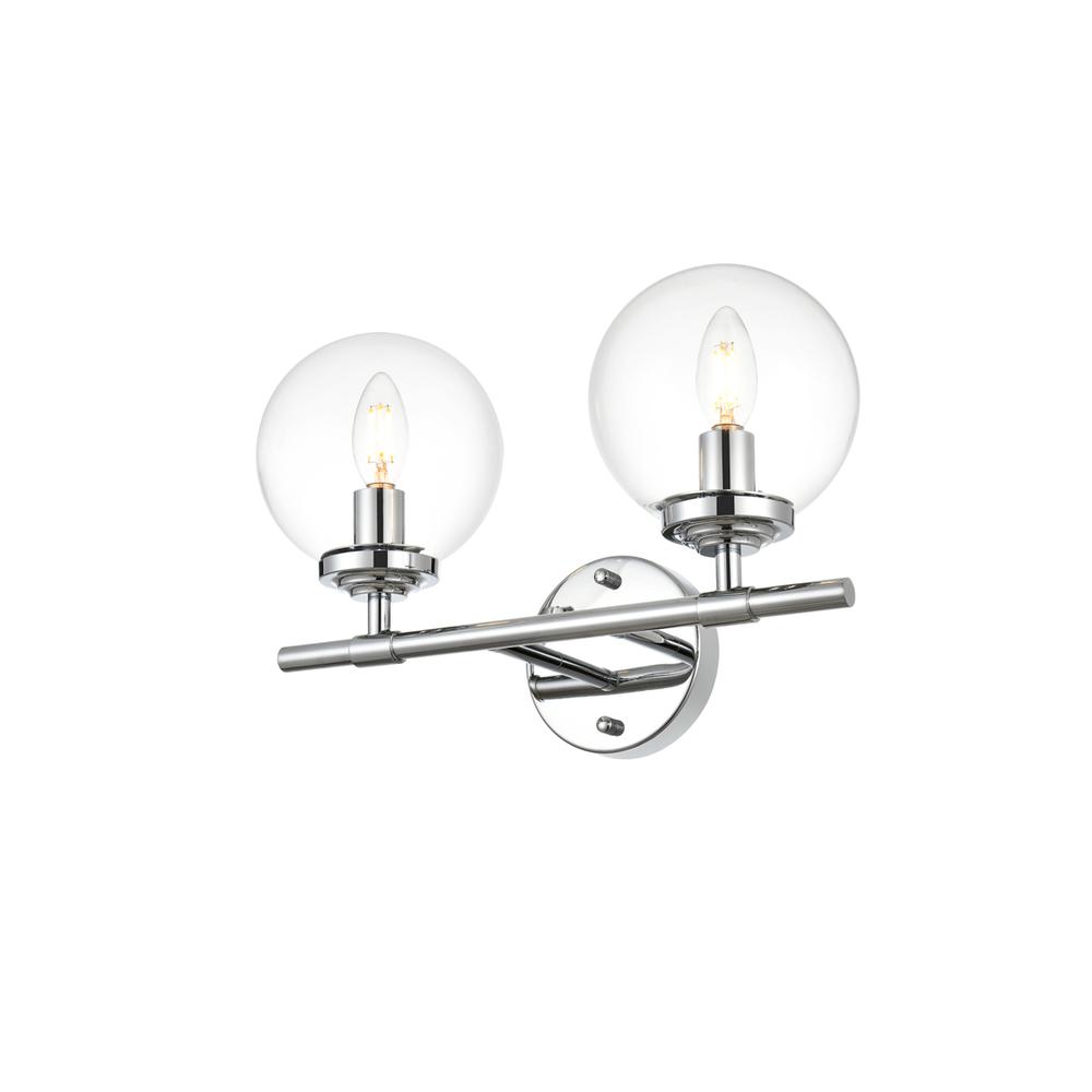 Ingrid 2 light Chrome and Clear Bath Sconce. Picture 2