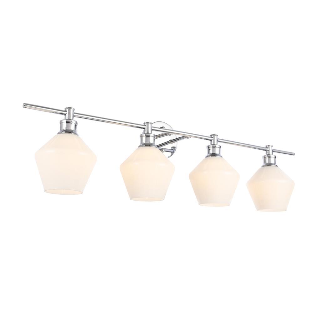 Gene 4 light Chrome and Frosted white glass Wall sconce. Picture 13