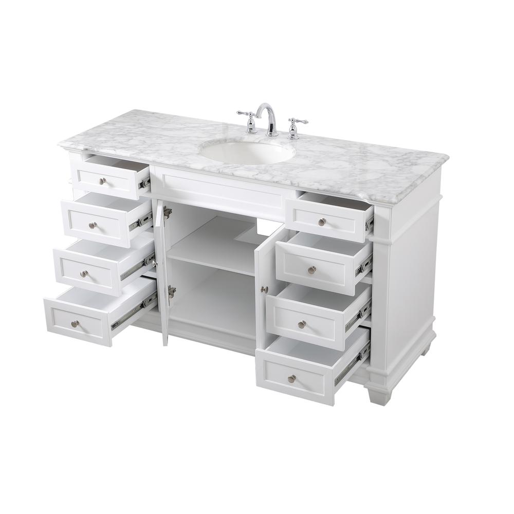 60 inch Single Bathroom Vanity set in White. Picture 9