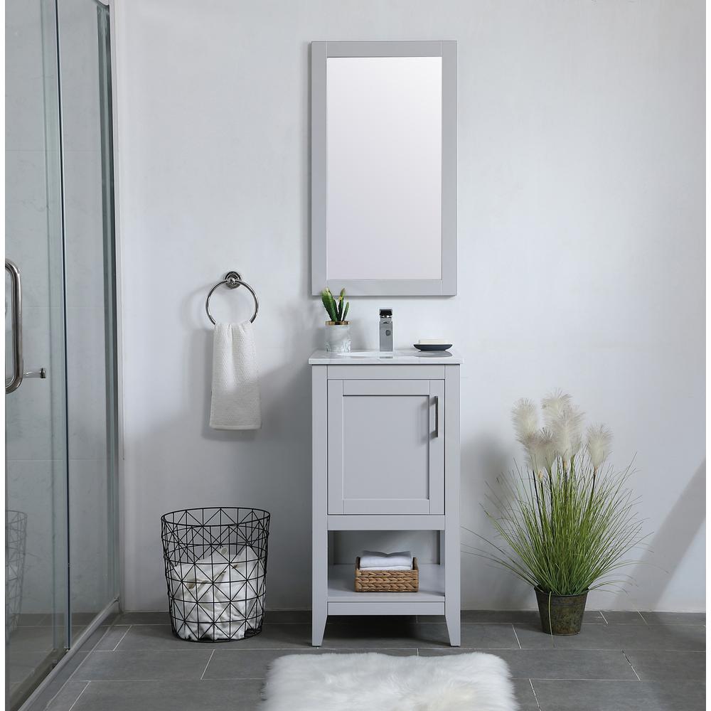 Aqua rectangle vanity mirror 18 inch in Grey. Picture 3