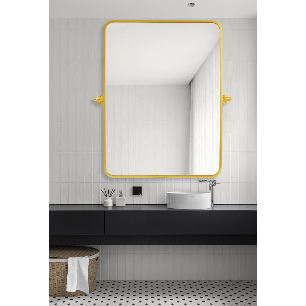 Soft Corner Pivot Mirror 24X32 Inch In Gold. Picture 9