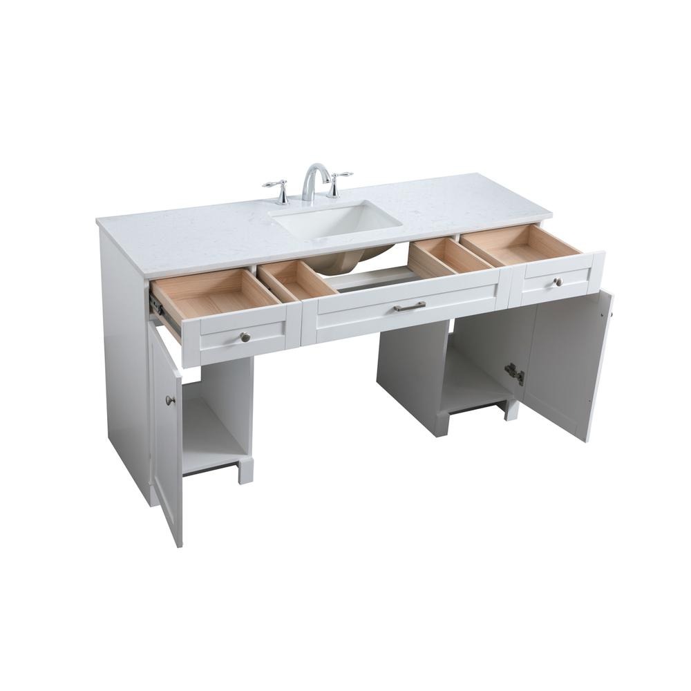 60 Inch ADA Compliant Bathroom Vanity In White. Picture 9