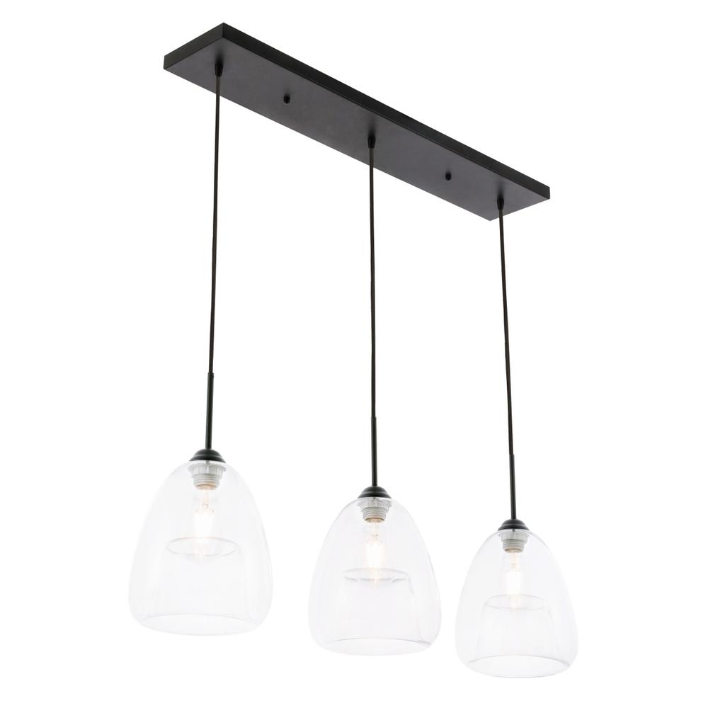 Kason 3 light Black and Clear glass pendant. Picture 8