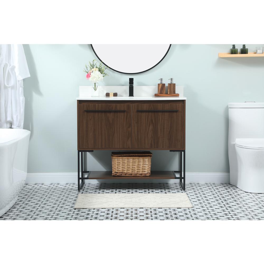 40 inch Single bathroom vanity in walnut with backsplash. Picture 14