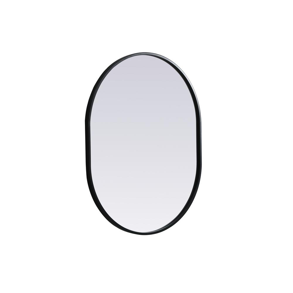 Metal Frame Oval Mirror 24x30 Inch in Black. Picture 7