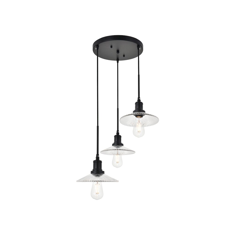 Waltz 3 Light Black Pendant. Picture 6