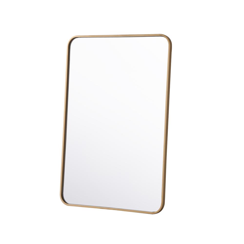 Soft corner metal rectangular mirror 24x36 inch in Brass. Picture 7