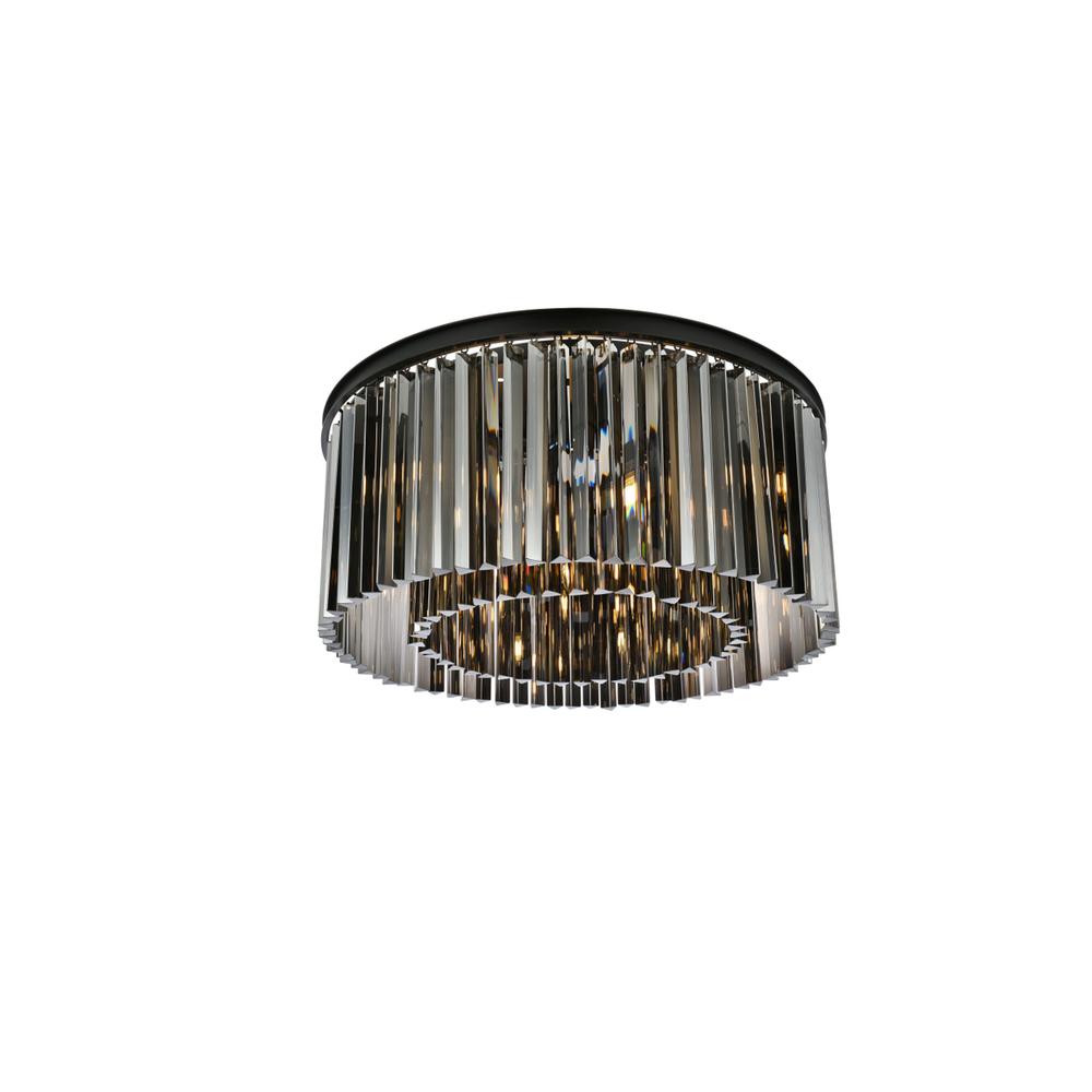 Sydney 8 light Matte Black Flush Mount Silver Shade (Grey) Royal Cut Crystal. Picture 2