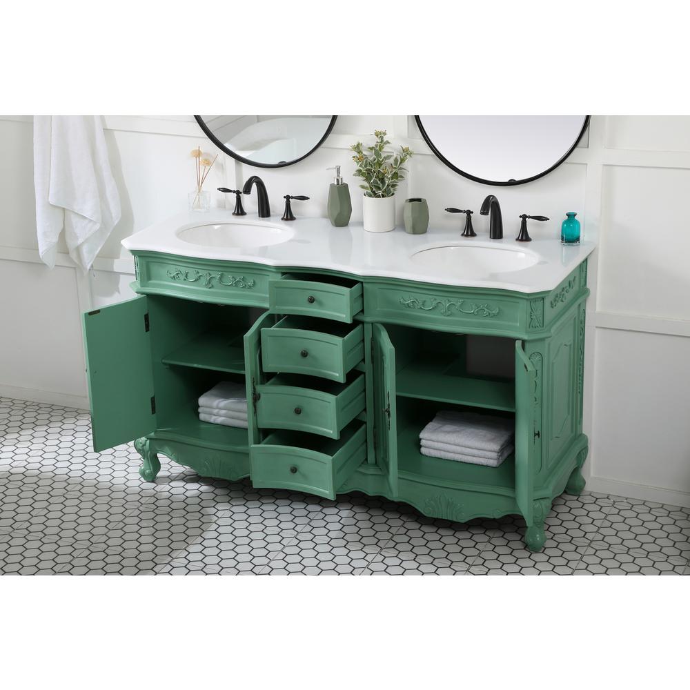 60 inch double Bathroom vanity in vintage mint. Picture 3