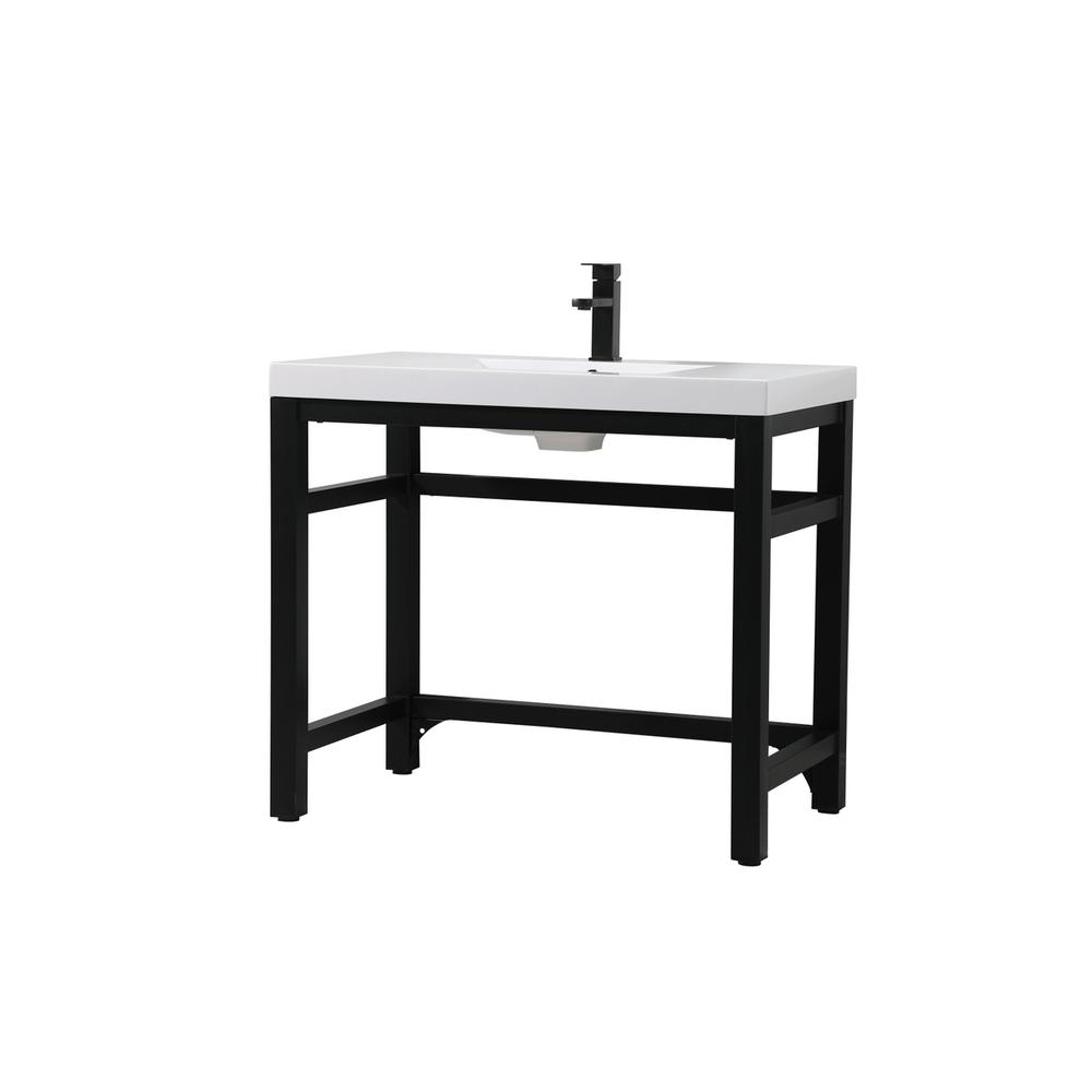 36 inch ADA compliant Single bathroom metal vanity in black. Picture 6