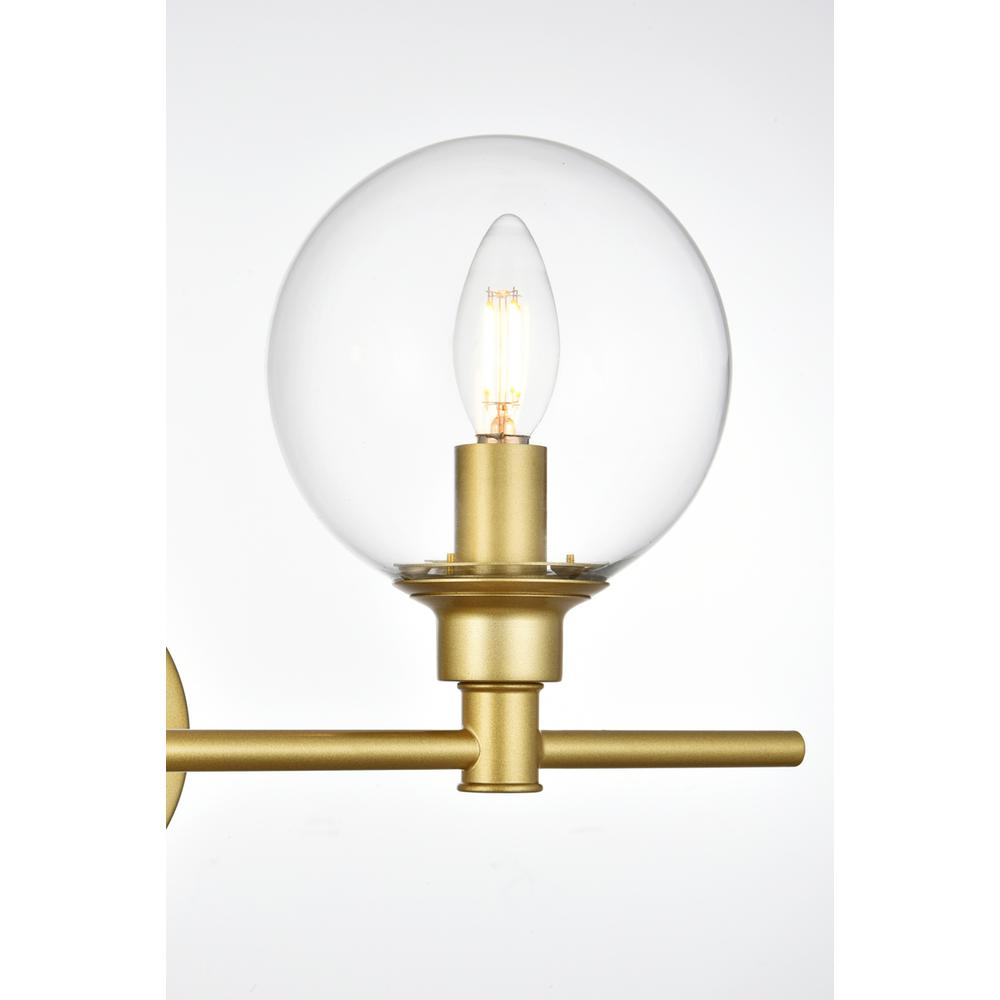 Jaelynn 3 light Brass and Clear Bath Sconce. Picture 3