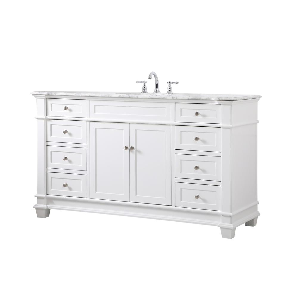 60 inch Single Bathroom Vanity set in White. Picture 7