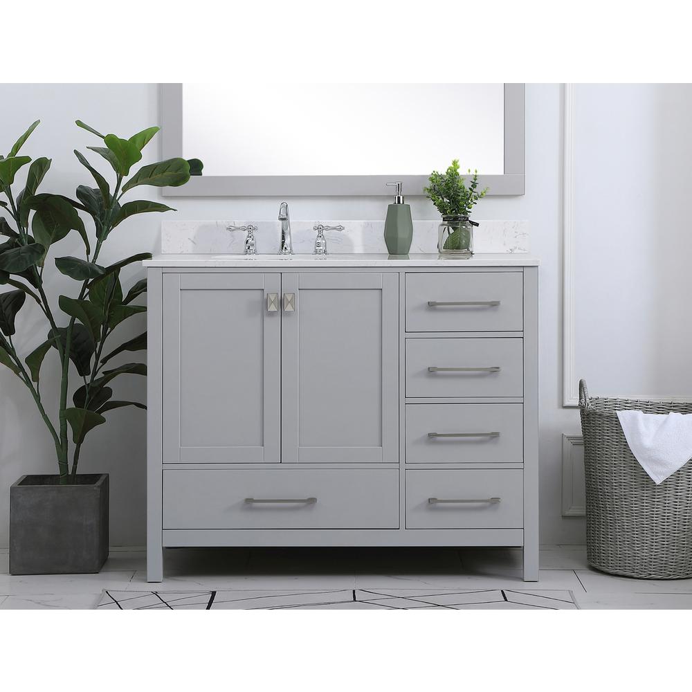 42 inch Single Bathroom Vanity in Gray with Backsplash. Picture 14