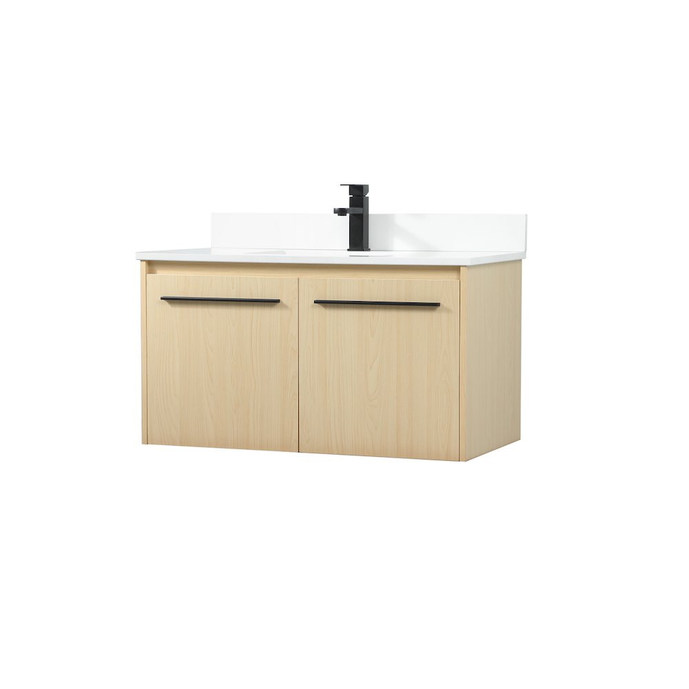 36 Inch Single Bathroom Vanity In Maple With Backsplash. Picture 8